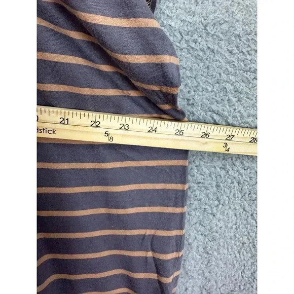 Trouve Nordstrom top womens small‎ gray brown striped boxy asymmetrical hem - Picture 4 of 7